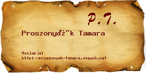 Proszonyák Tamara névjegykártya